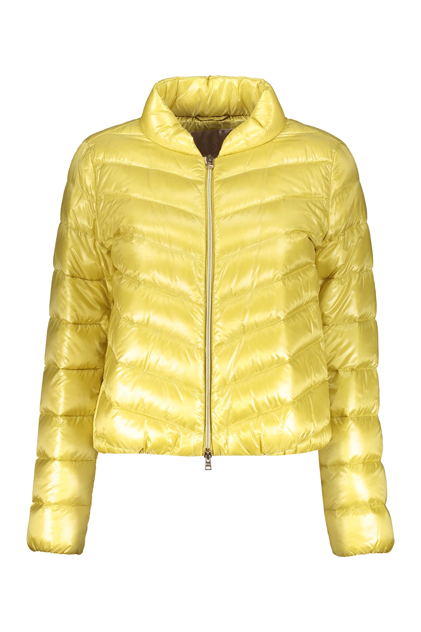 Herno Yellow Down Jacket With A Zipper In Yellow