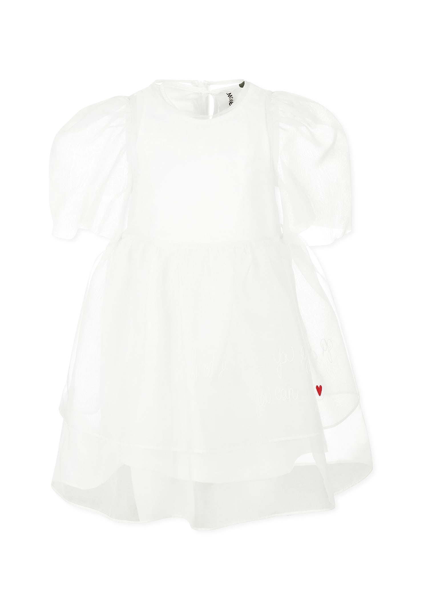 Simonetta White Dress For Girl With Writing In White