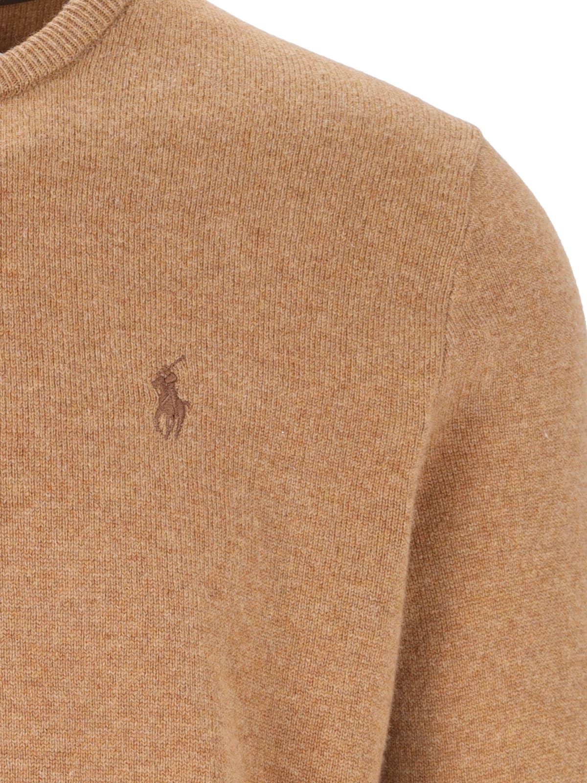 Shop Polo Ralph Lauren Logo Sweater In Brown