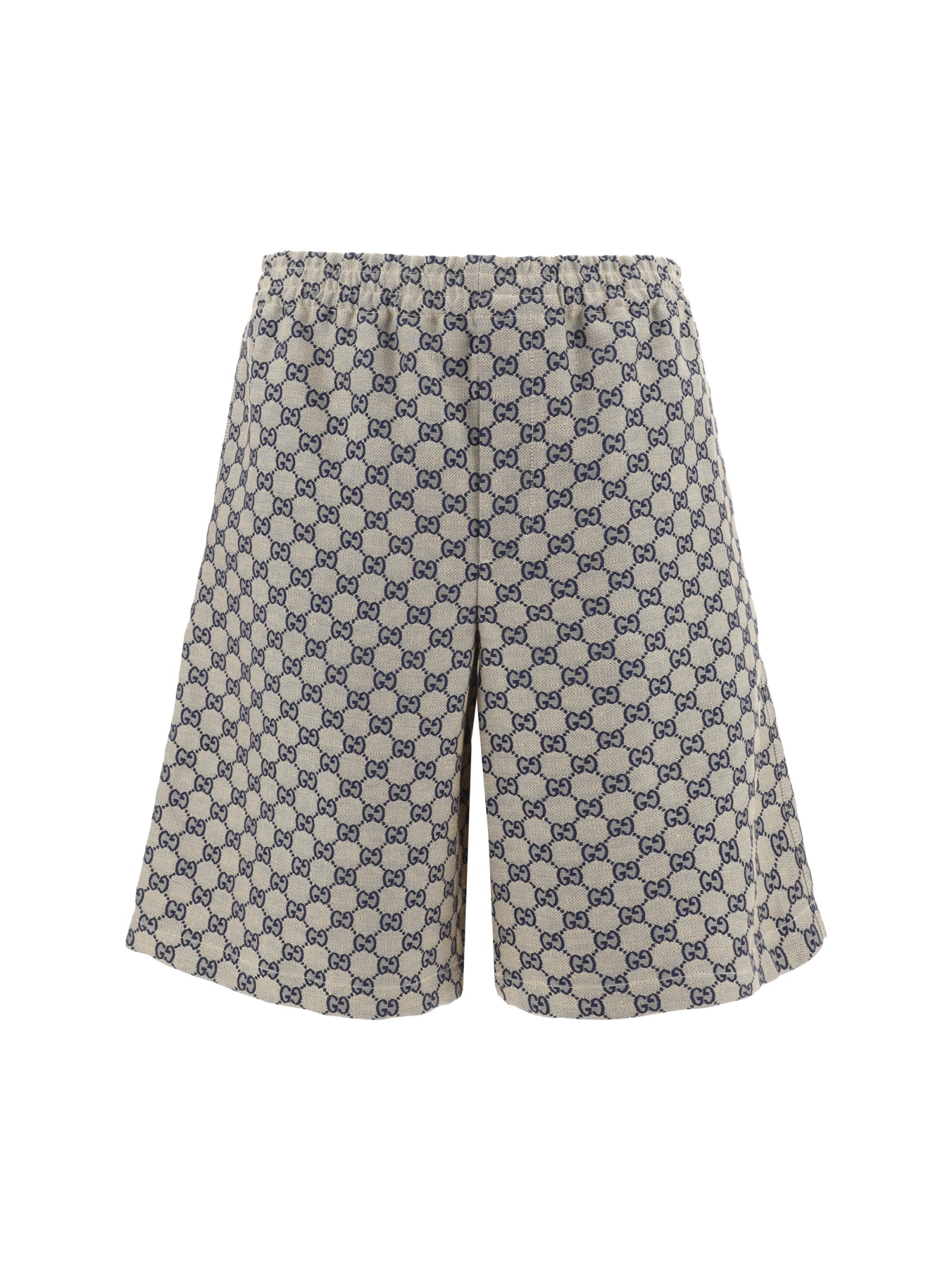 Shop Gucci Shorts In Oatmilk/blue