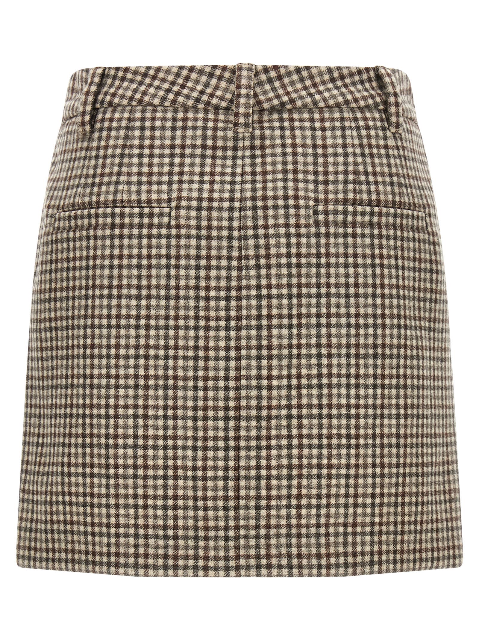 Brunello Cucinelli Checked Virgin Wool Flannel Miniskirt In Brown