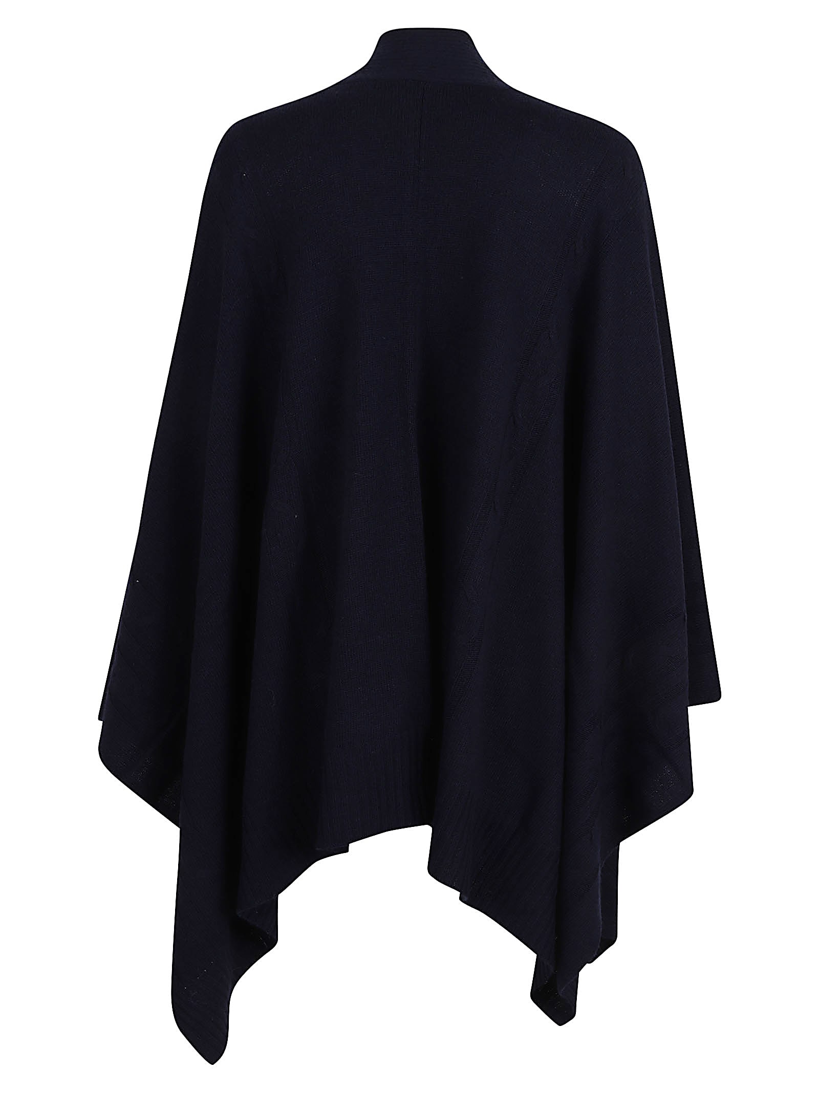 Ermanno Scervino Draped Cape With Embroidered Ribbed Texture In Blue