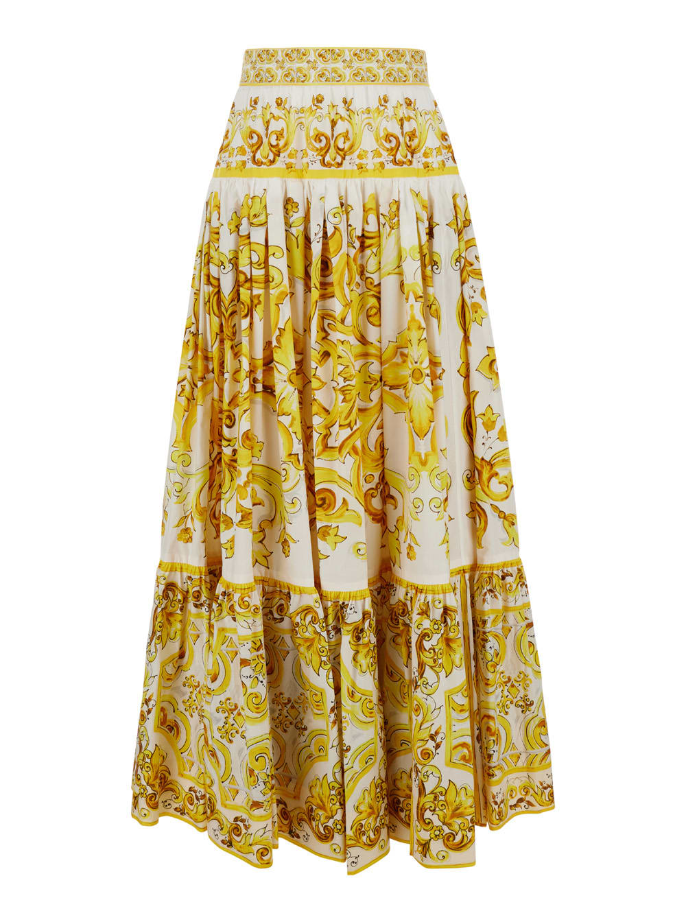 Shop Dolce & Gabbana Long Skirt Tris Maiolica In Yellow