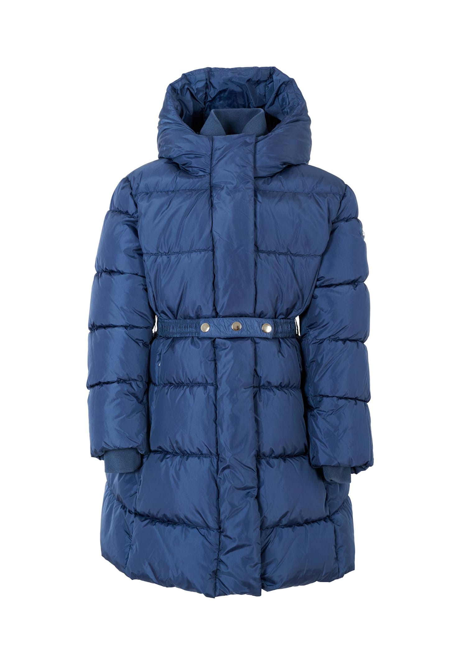 Monnalisa Blue Down Jacket For Girl With Logo In Blue