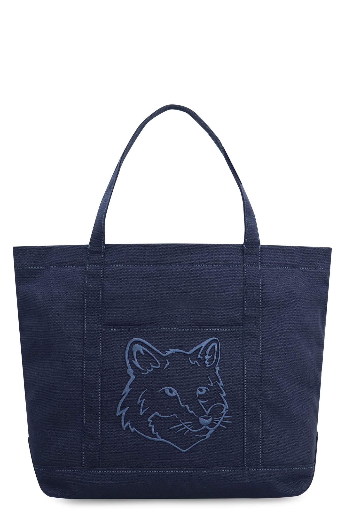 Maison Kitsuné Small Fox Head Tote Bag In Blue