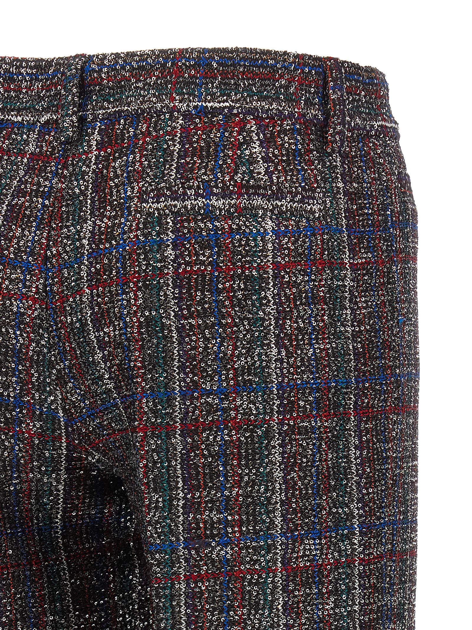Missoni Tartan Pattern Sequin Straight Leg Trousers In Multi