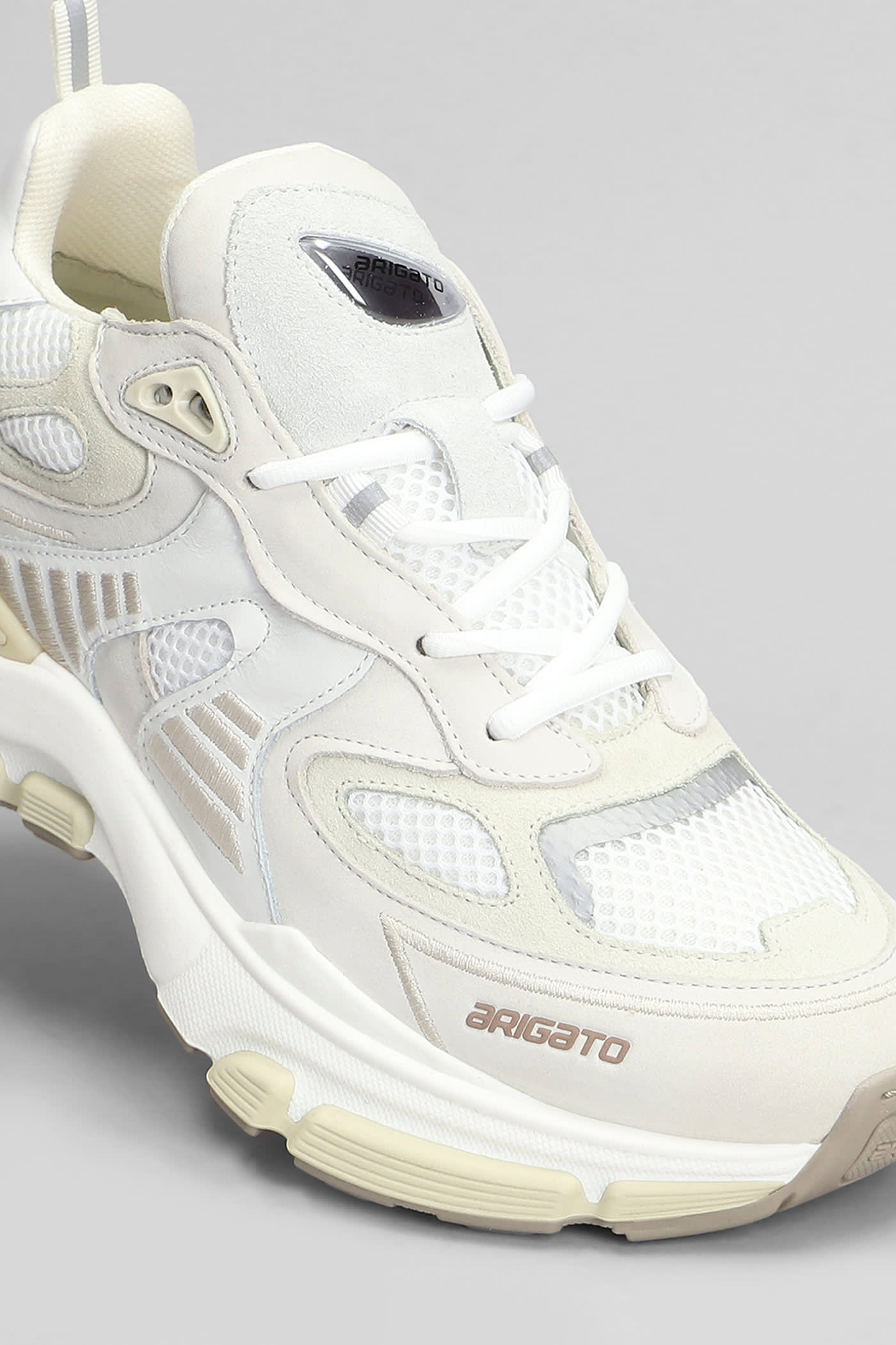 Axel Arigato Sphere Runner Sneakers In Grey Leather And Fabric In Neutral