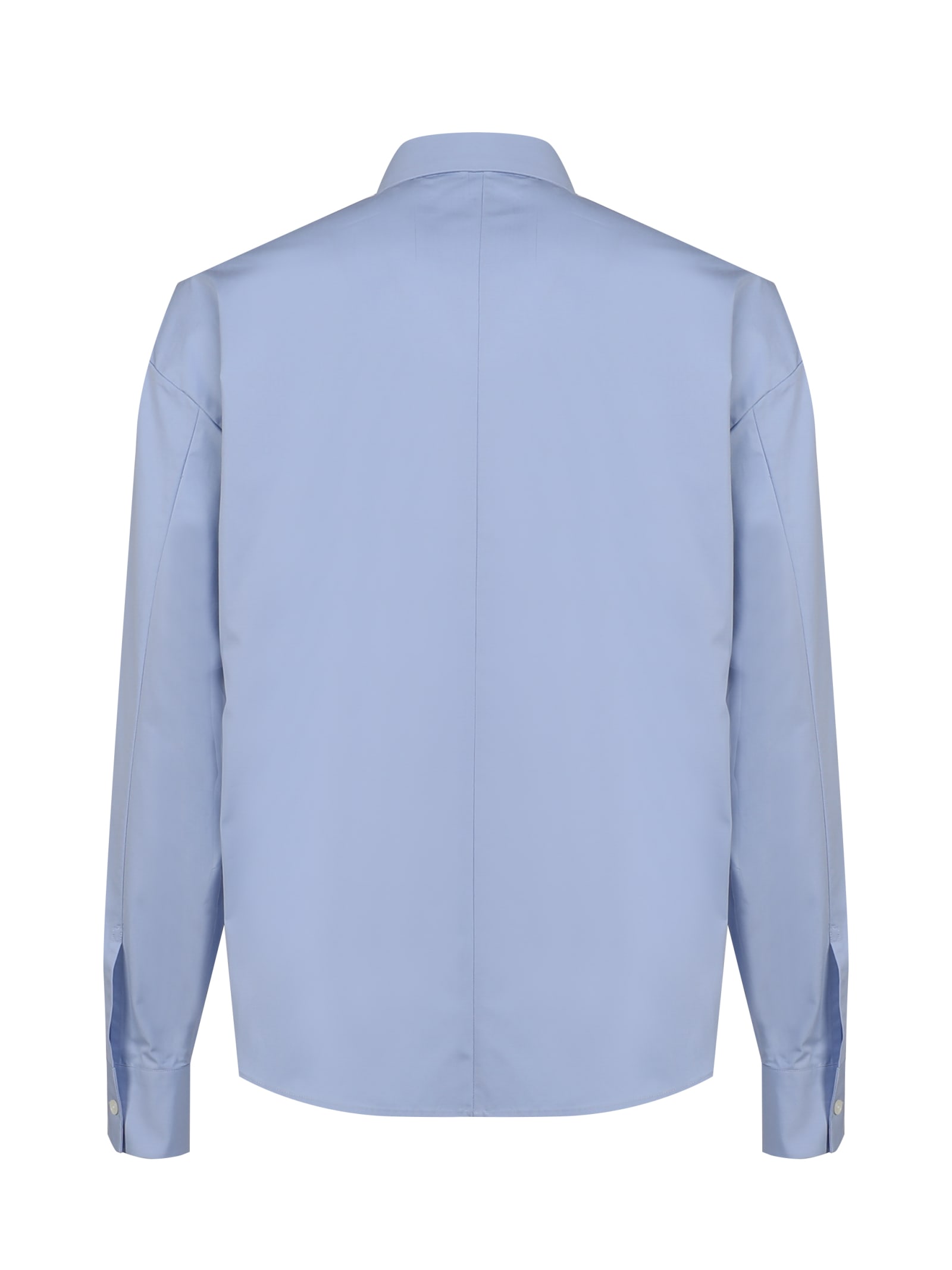 Shop Valentino Cotton Shirt With Italian Collar In Blue