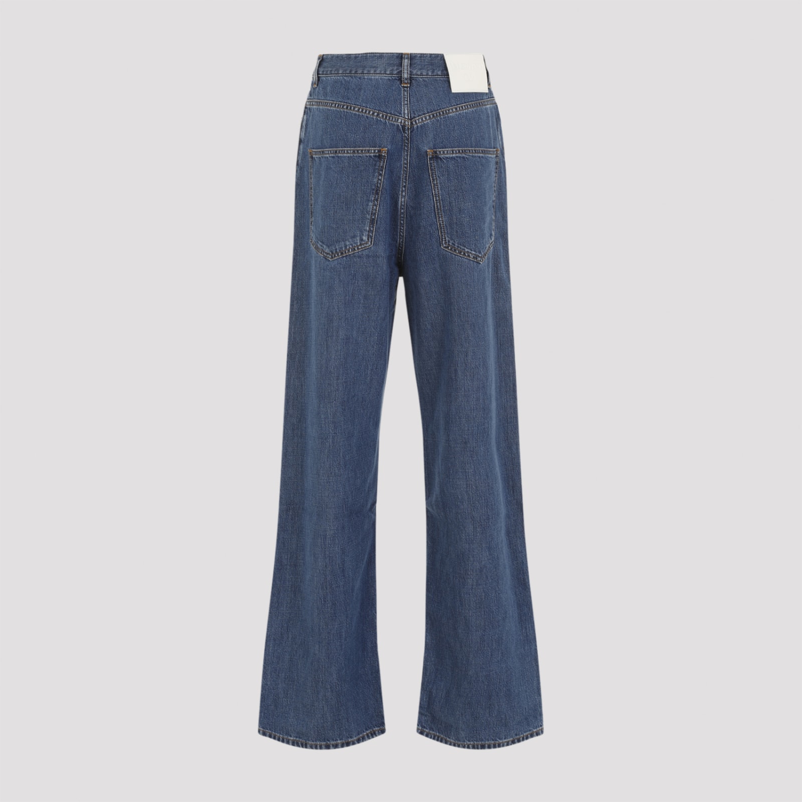 Shop Valentino Denim Pants In Medium Blu