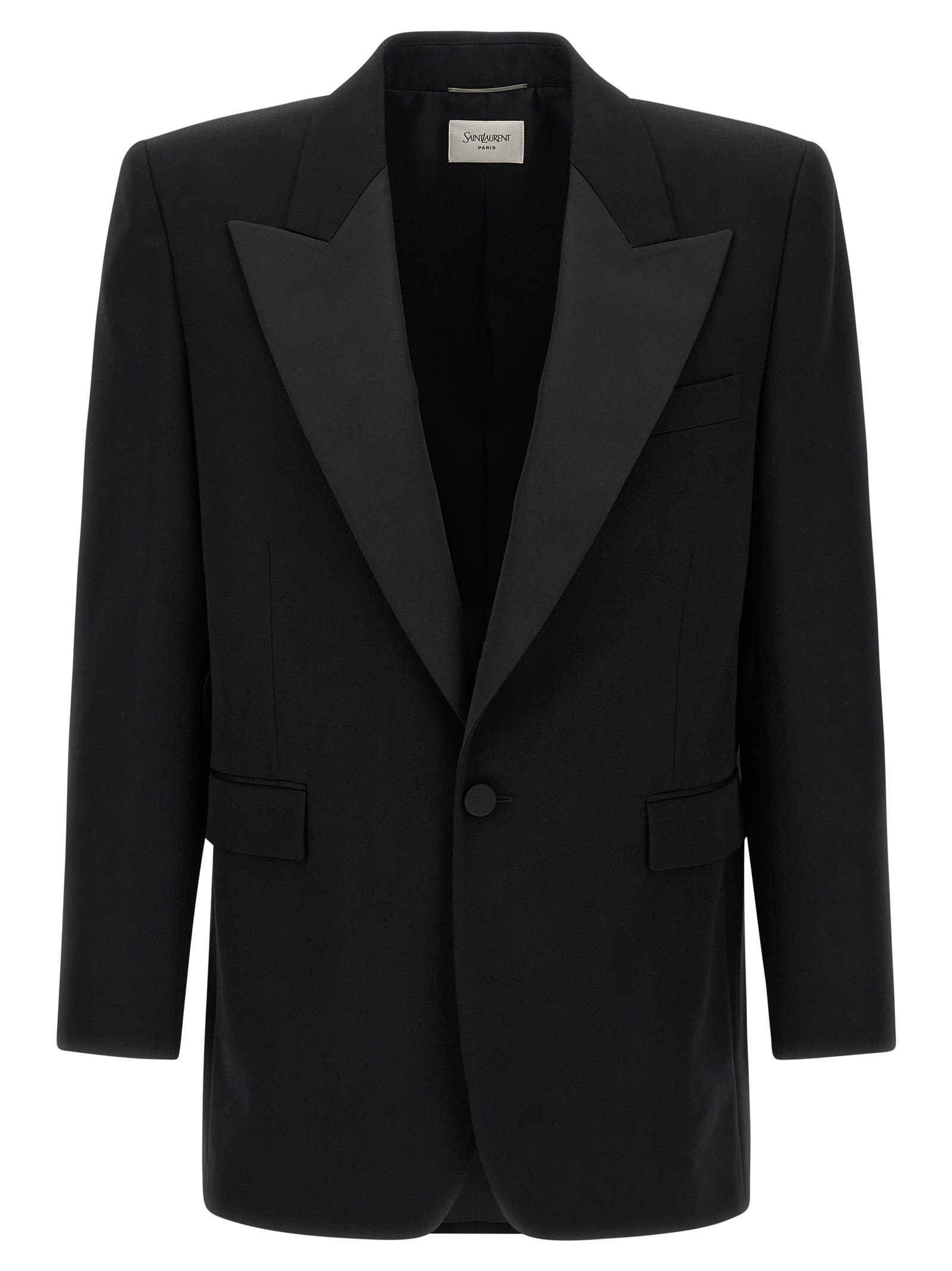 Saint Laurent Peak-lapel Single-breasted Blazer In Black