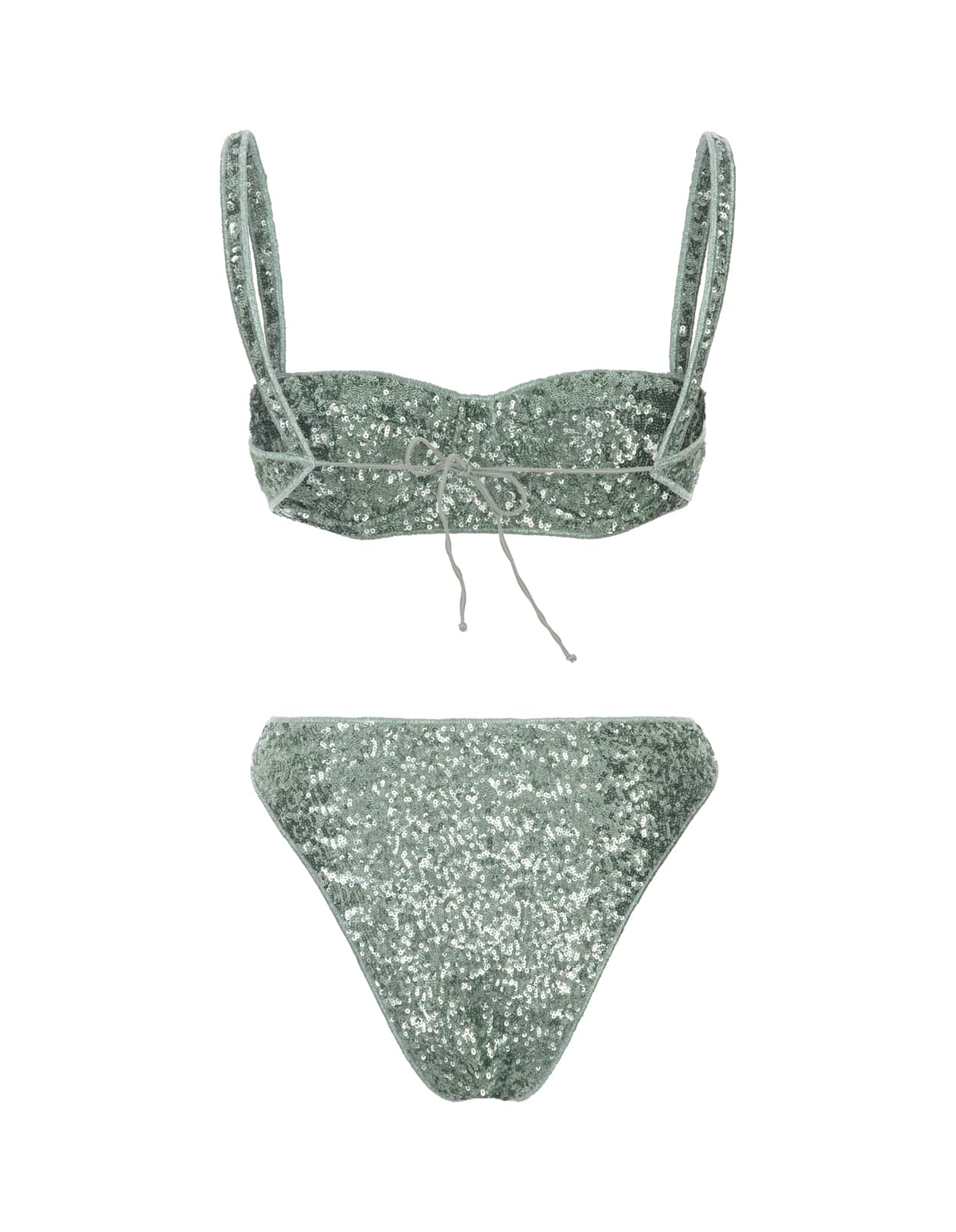 Shop Oseree Aqua Sequined Bikini In Green