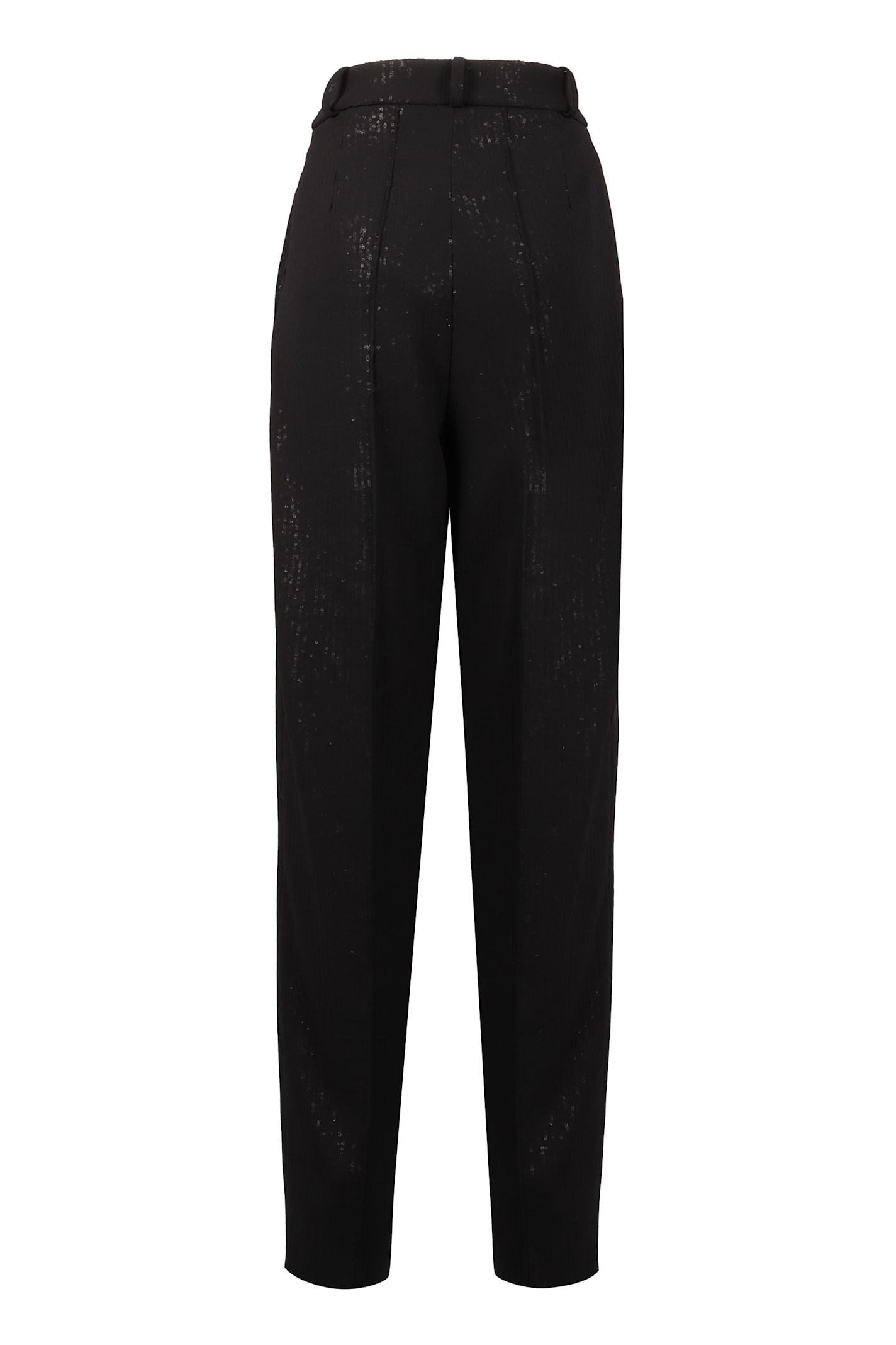 The Mannei Silk Trousers With Belt Loops And Sequin Embellishments In Black
