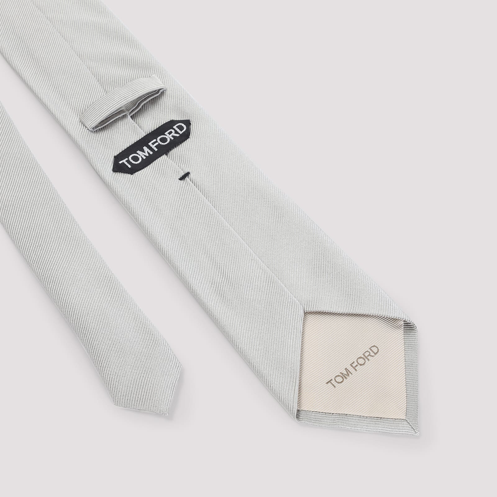 Tom Ford Subtle Ribbed Silk Tie In Nude Tones In White