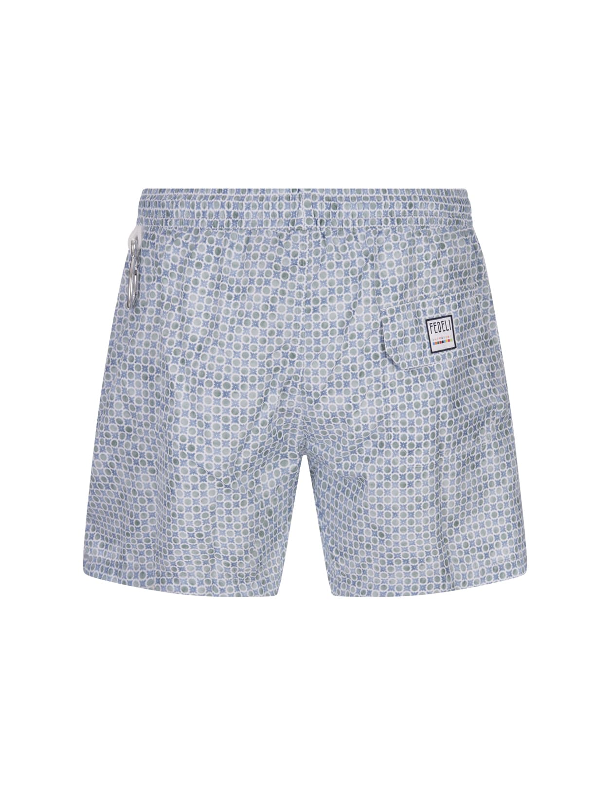 Shop Fedeli Swim Shorts With Micro Pattern Of Polka Dots And Flowers In Green
