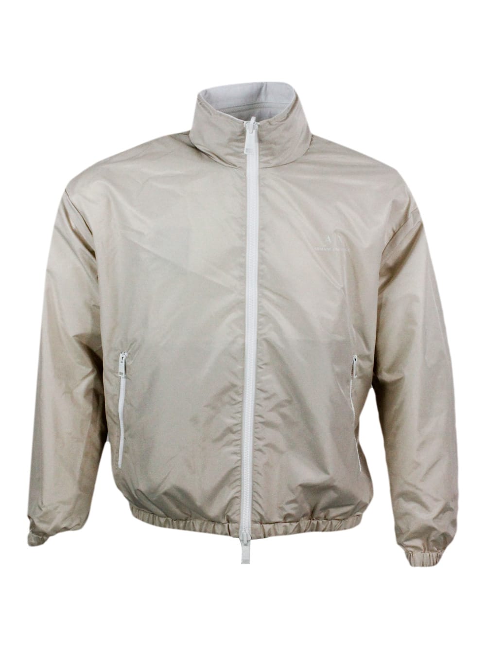 Shop Armani Collezioni Reversible Windproof Jacket In Light Technical Fabric, Milano Edition Line, Zip Closure And Conceale In White