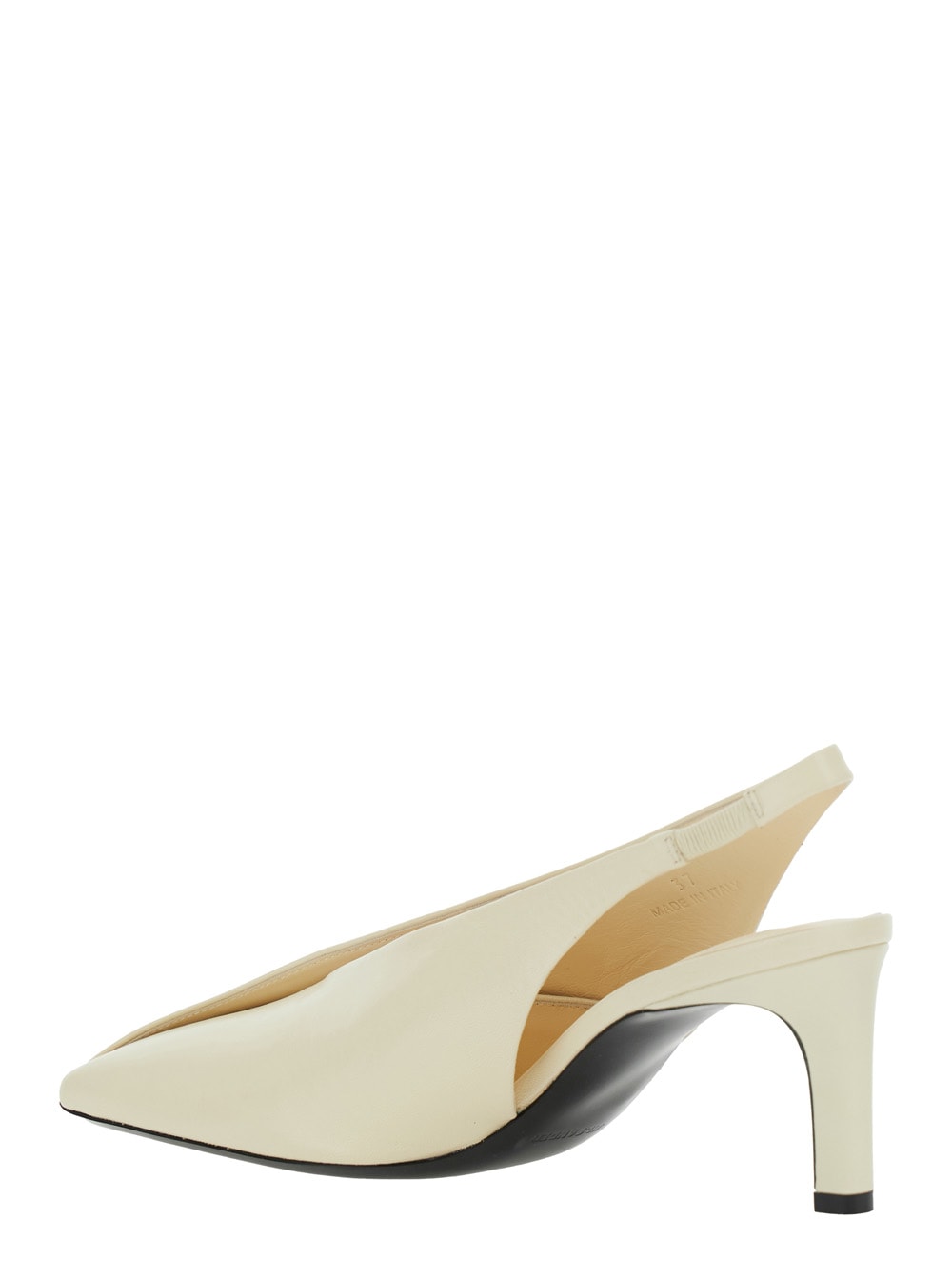 Jil Sander White Slingback Pumps With Square Toe And High Heel In Leather Woman In White