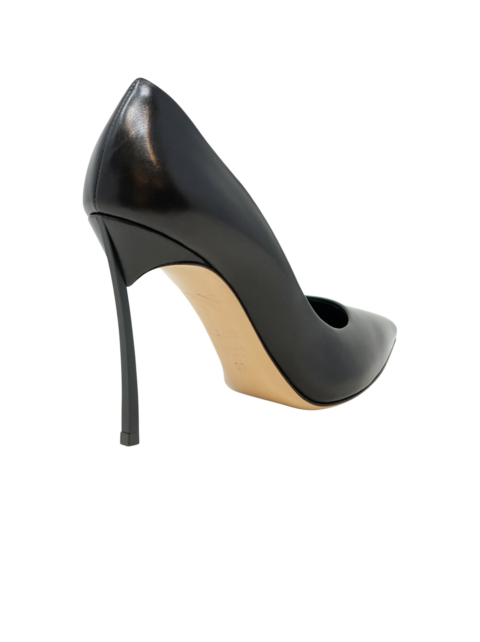 Shop Casadei Black Leather Minorca Pumps