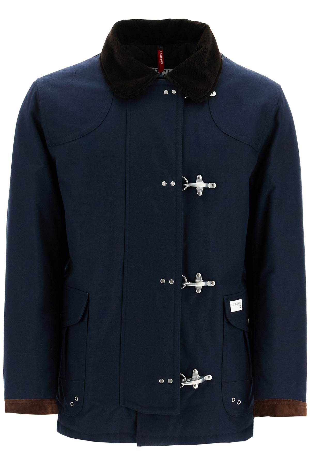 Shop Fay 4-hook Canvas Jacket With Classic In Blu Petrolio (blue)