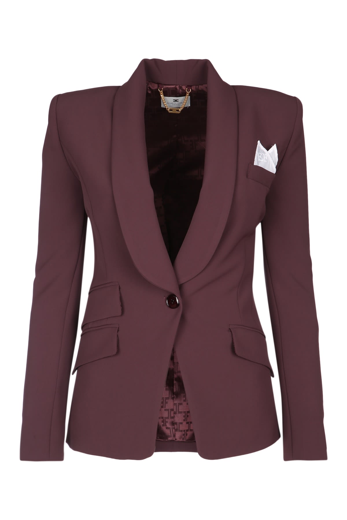 Elisabetta Franchi Tailored Jacket And Trouser Set In Burgundy