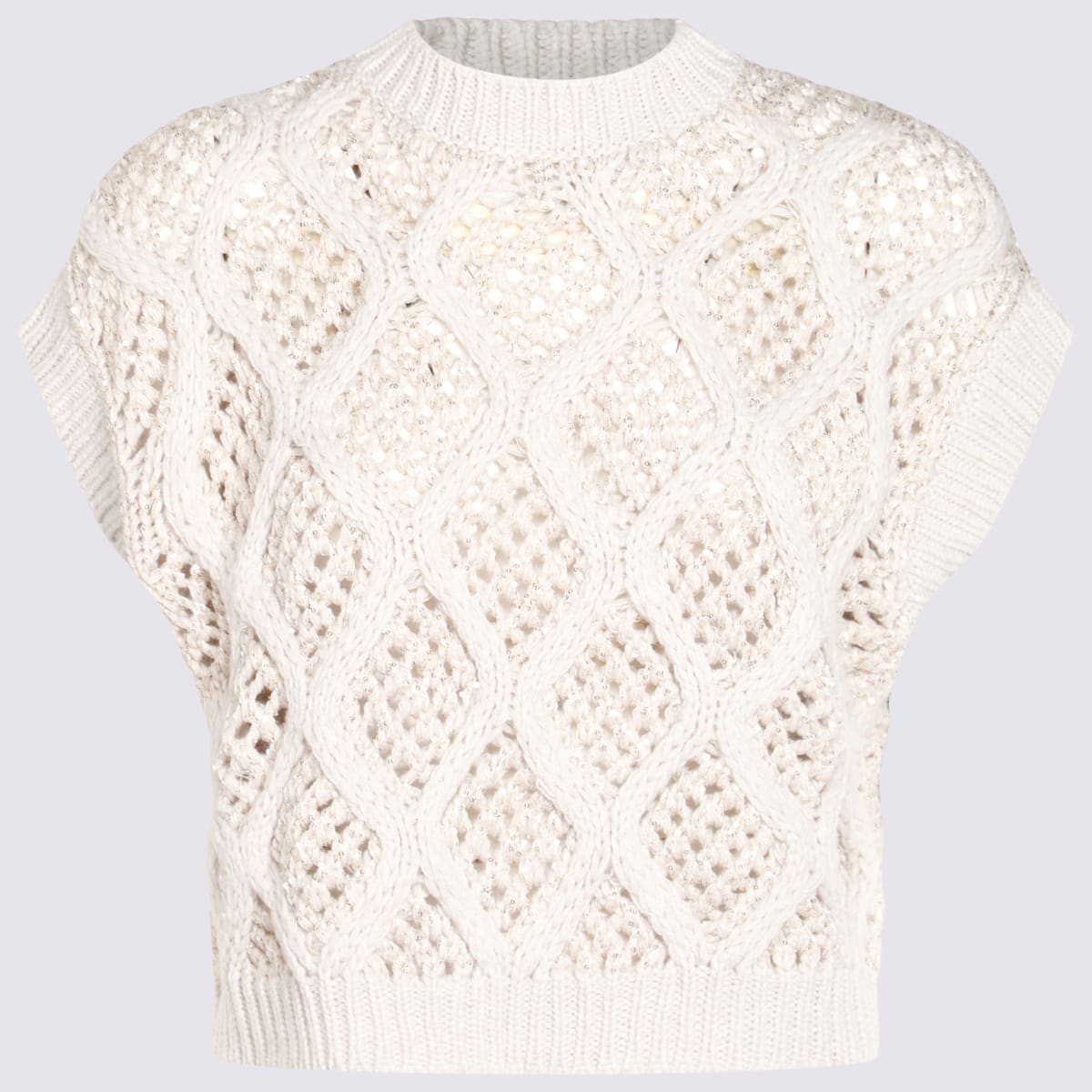 Shop Brunello Cucinelli White Wool Knitwear In Madre Perla