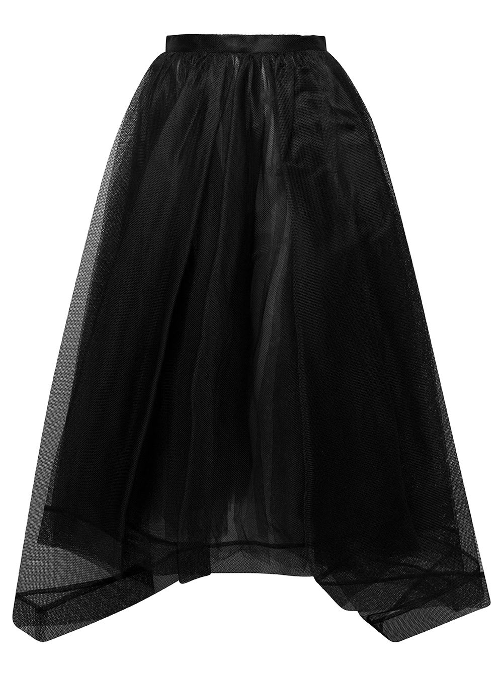 Midi Black Round Skirt In Paris Net Woman