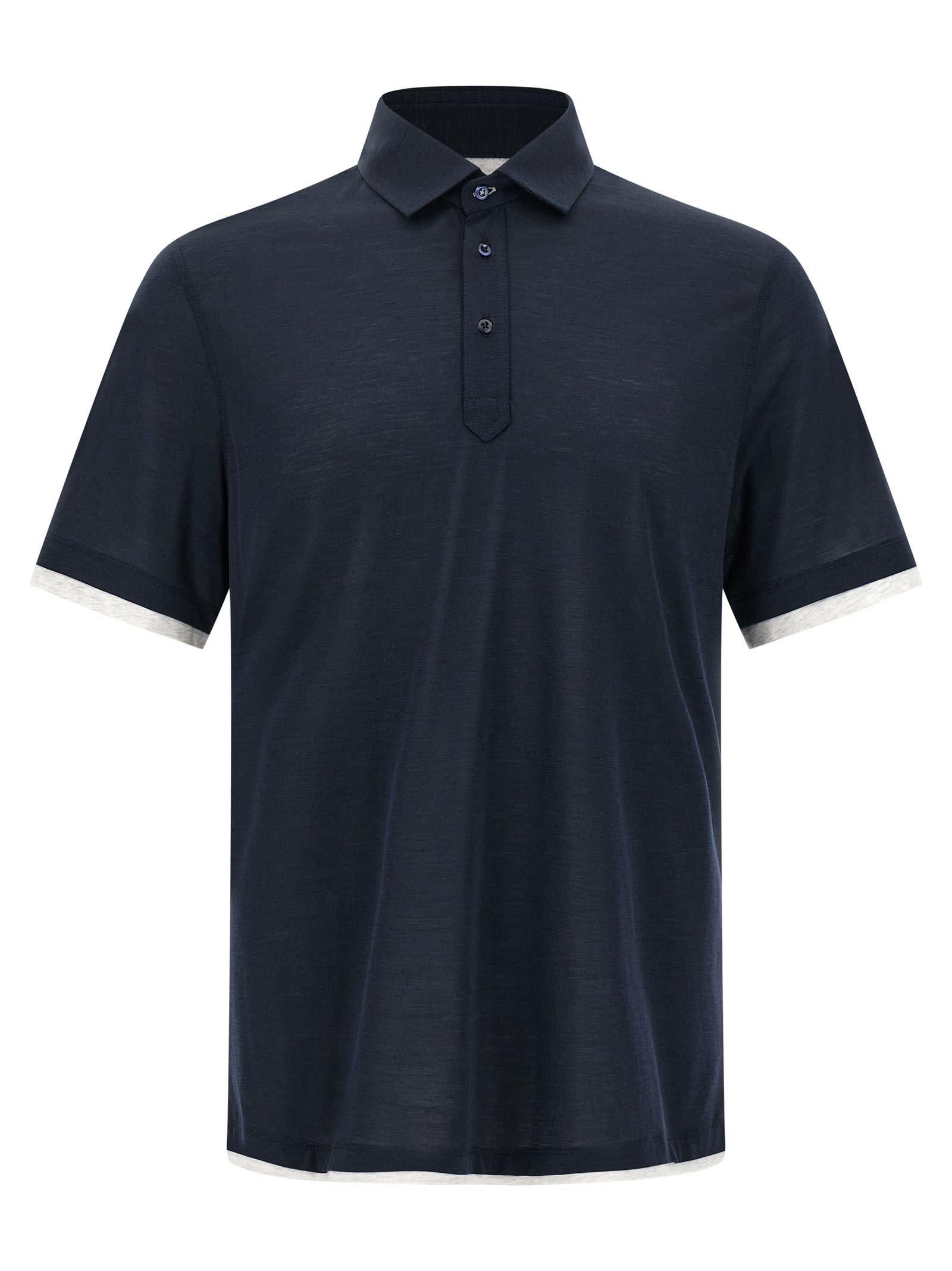Brunello Cucinelli Silk And Cotton Blend Polo Shirt In Brown