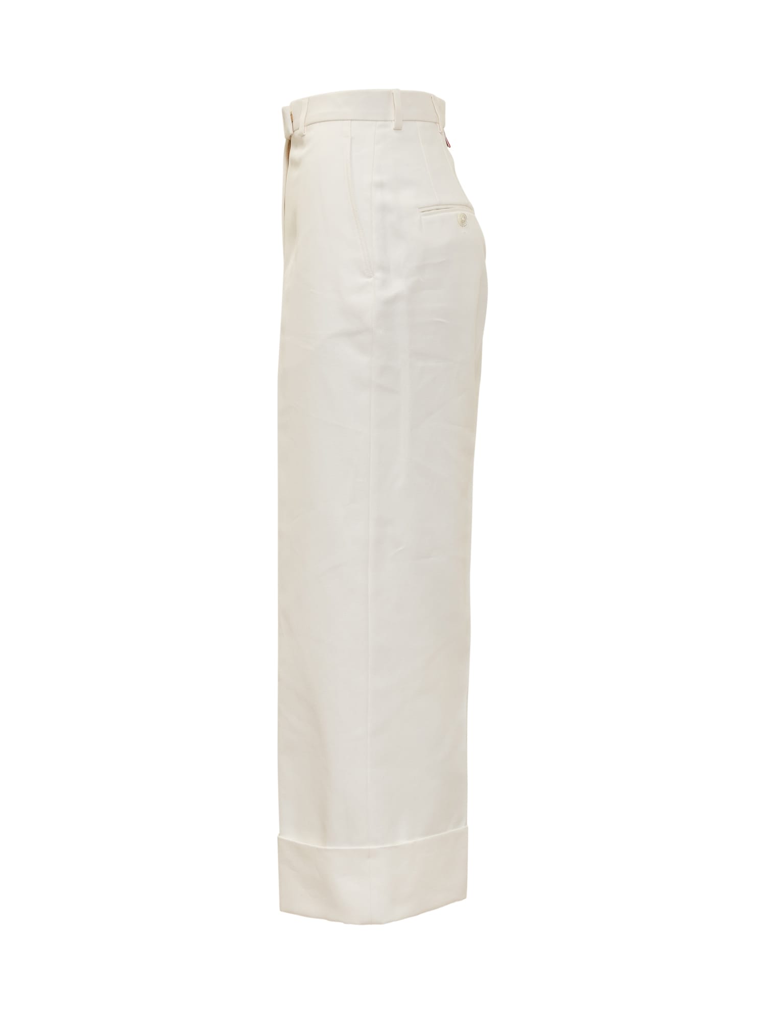 Shop Thom Browne Rwb Gros-grain Trousers In Off White