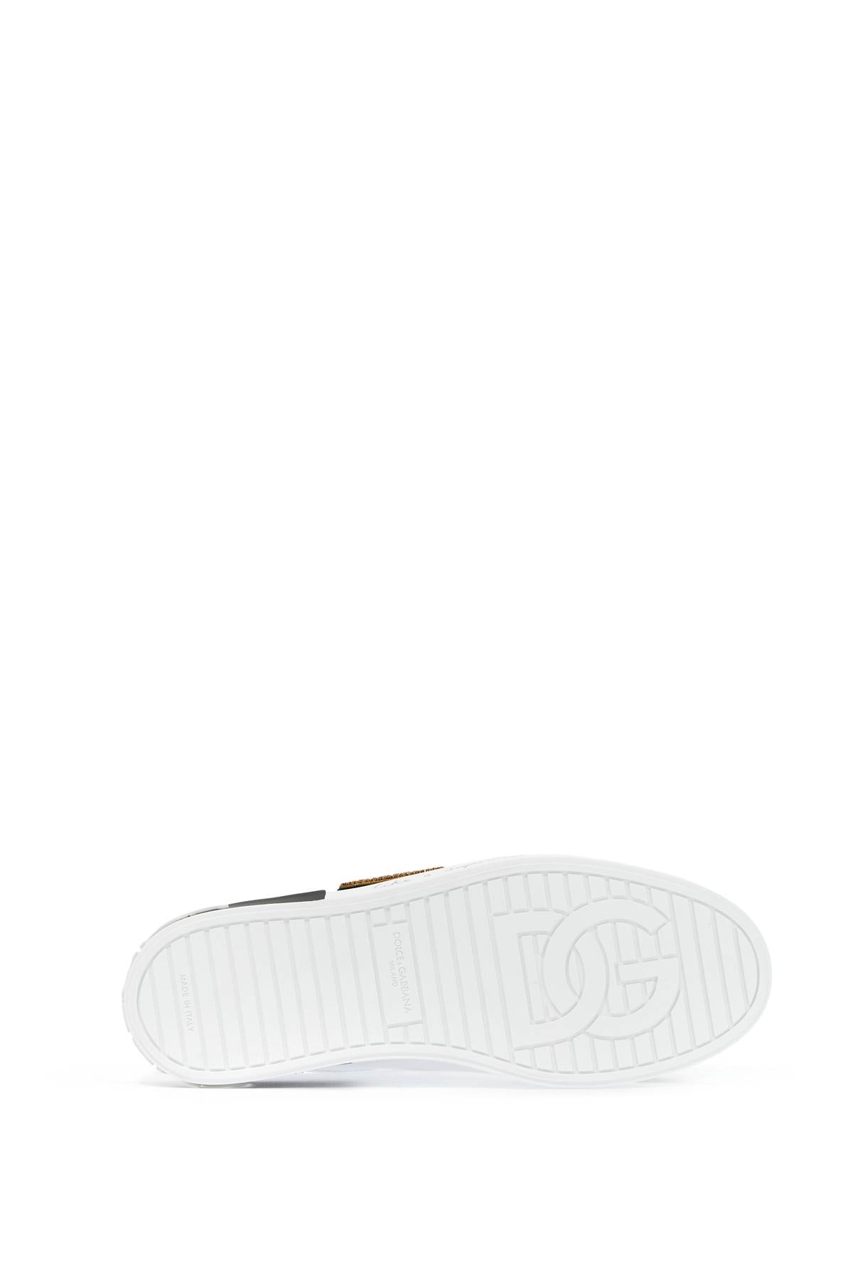 Shop Dolce & Gabbana Portofino Sneakers With Patches And Embroidery In Scritte Fdo.bianco (white)