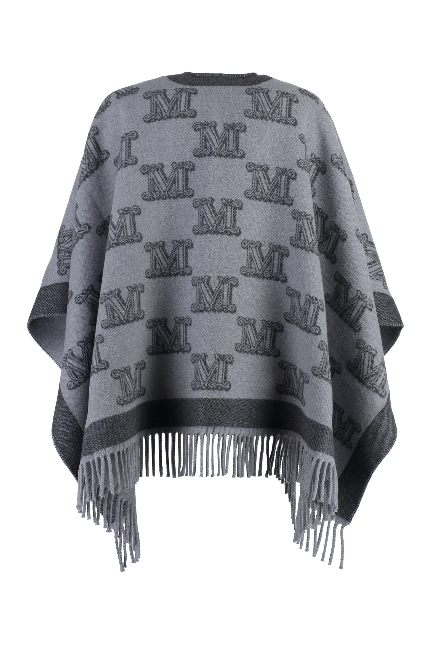 Shop Max Mara The Cube Frine Wool Cape In Grey