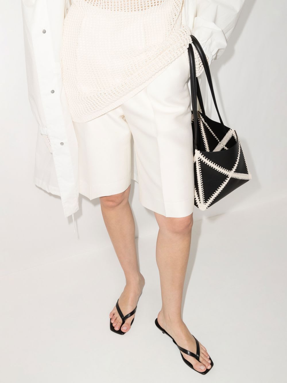 Totême Leather Heeled Flip Flops In Black