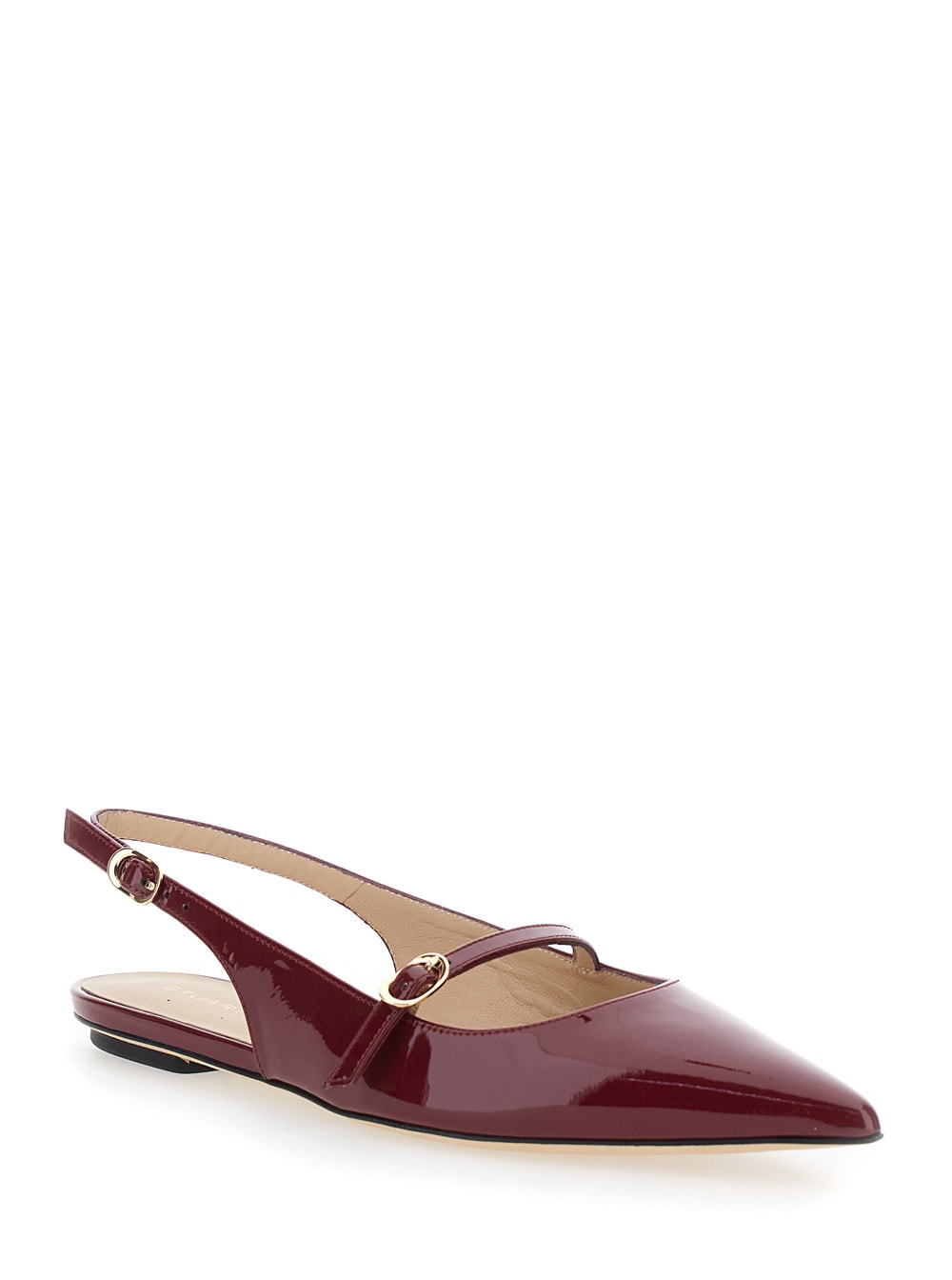Stuart Weitzman Emilia Bordeaux Slingback Sandals With Adjustable Strap Closure In Patent Leather Woman In Burgundy