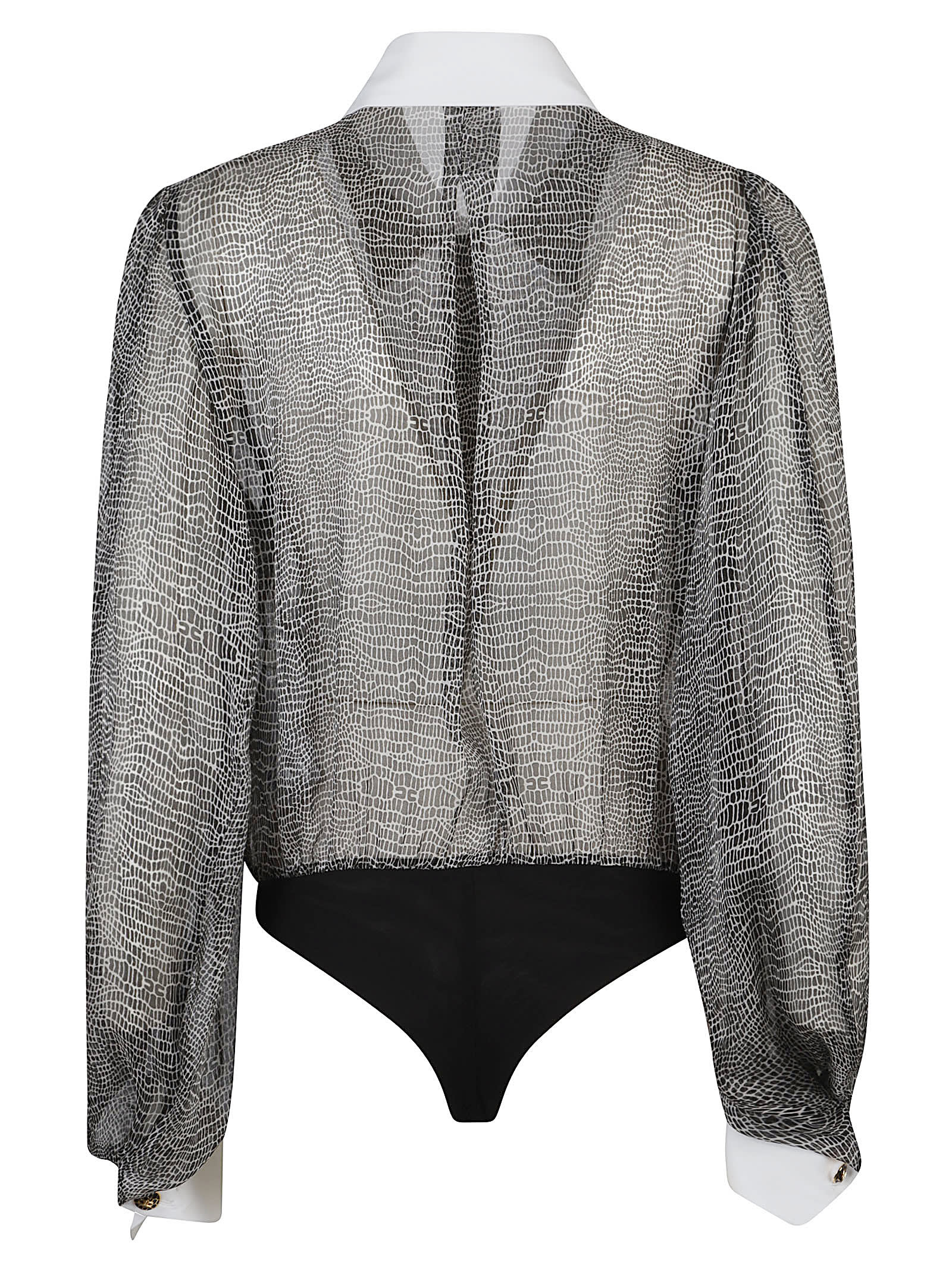 Elisabetta Franchi Long Sleeve Shirt Body In Black