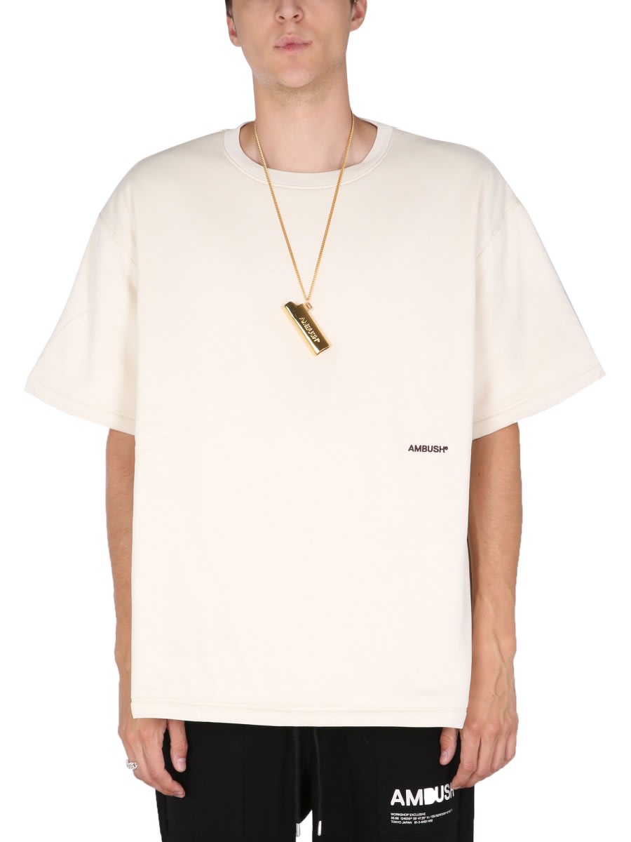 Shop Ambush Padded T-shirt With Embroidered Logo In Ivory