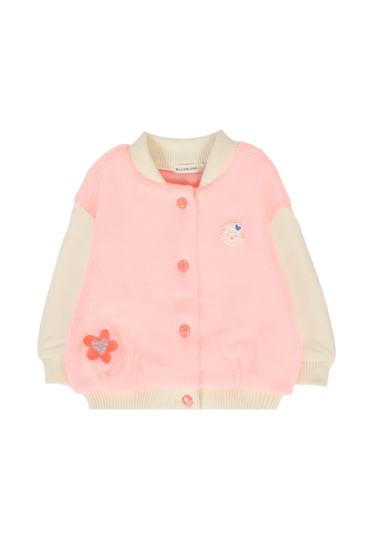 Billieblush Pink Bomber Jacket For Baby Girl With Sheep In Pink
