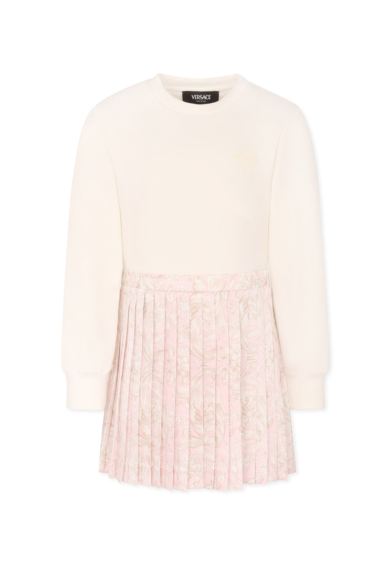 Versace White Dress For Girl With Medusa In White