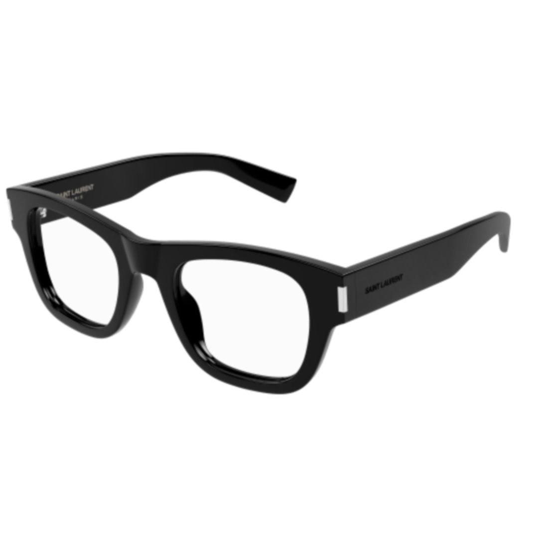 Shop Saint Laurent Square Frame Glasses In 001 Black Black Transpare