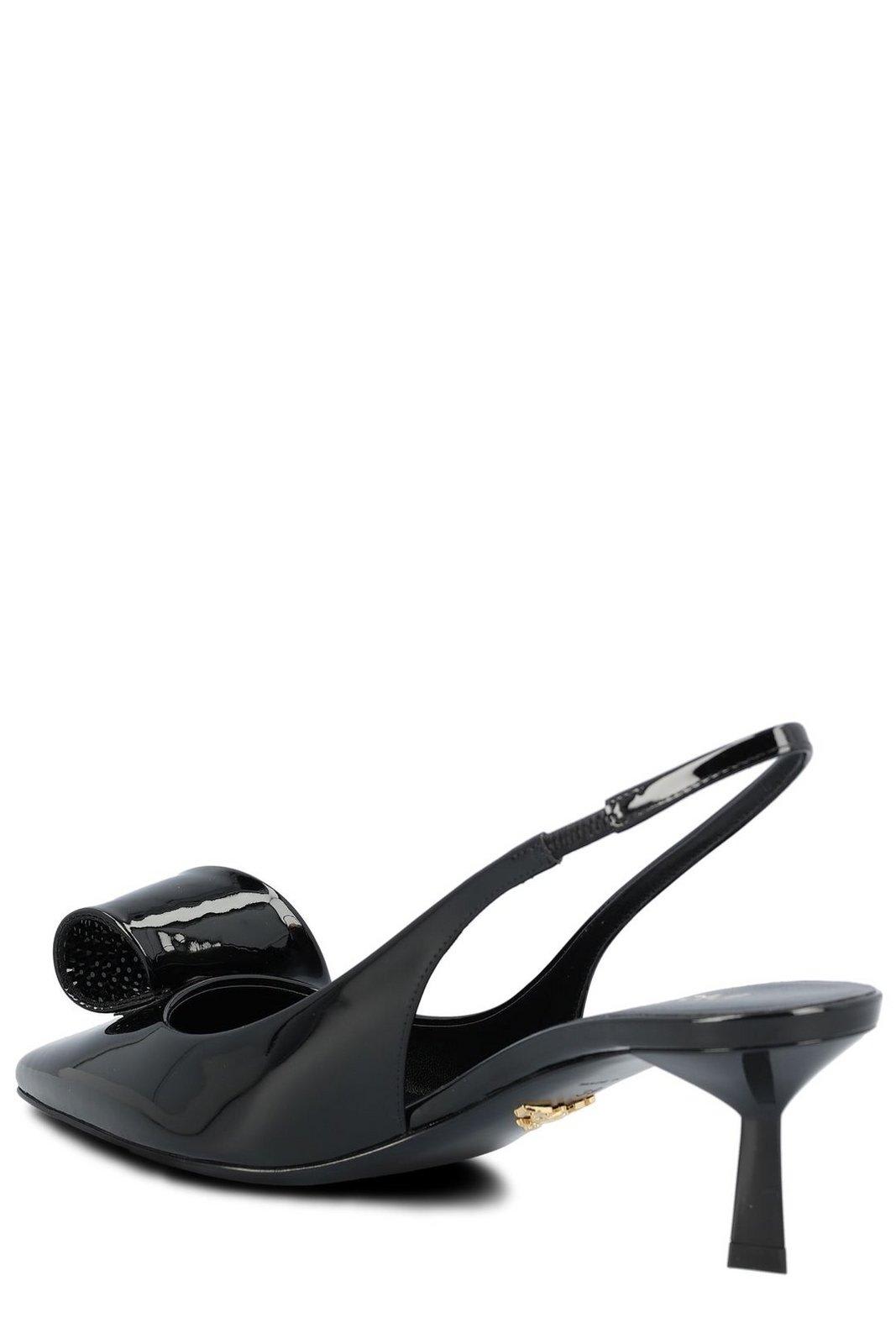 Shop Prada Embellished Slingback Pumps In Nero