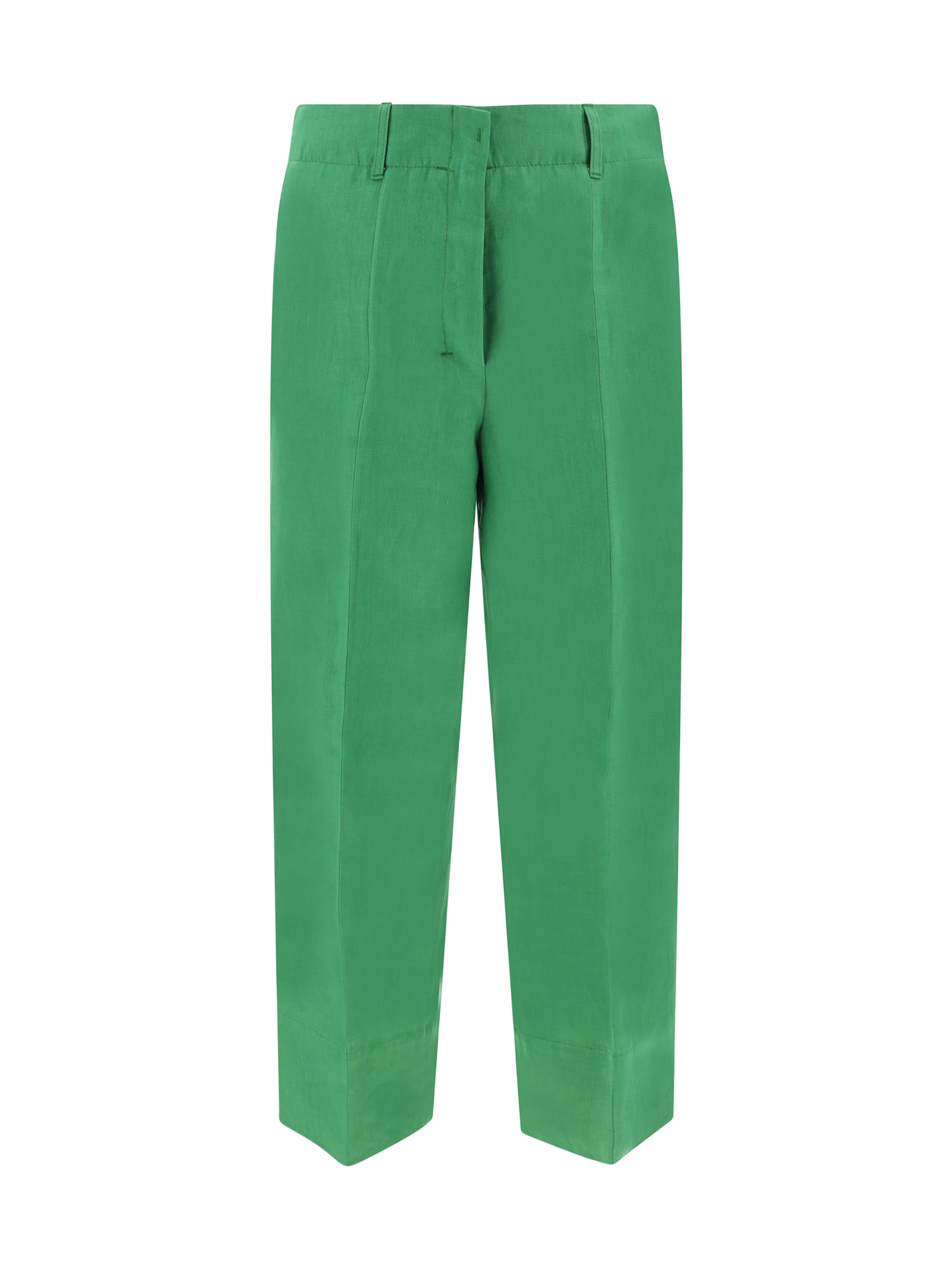 Sportmax Summer Linen Trousers Pockets In Green