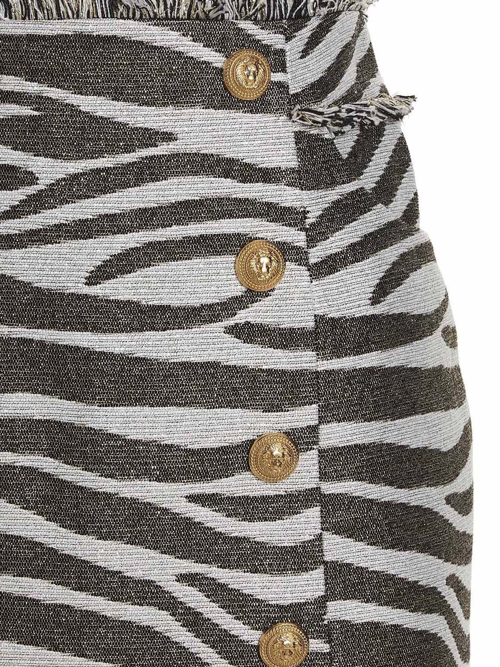 Shop Balmain Lurex Zebra Skirt In Multicolor