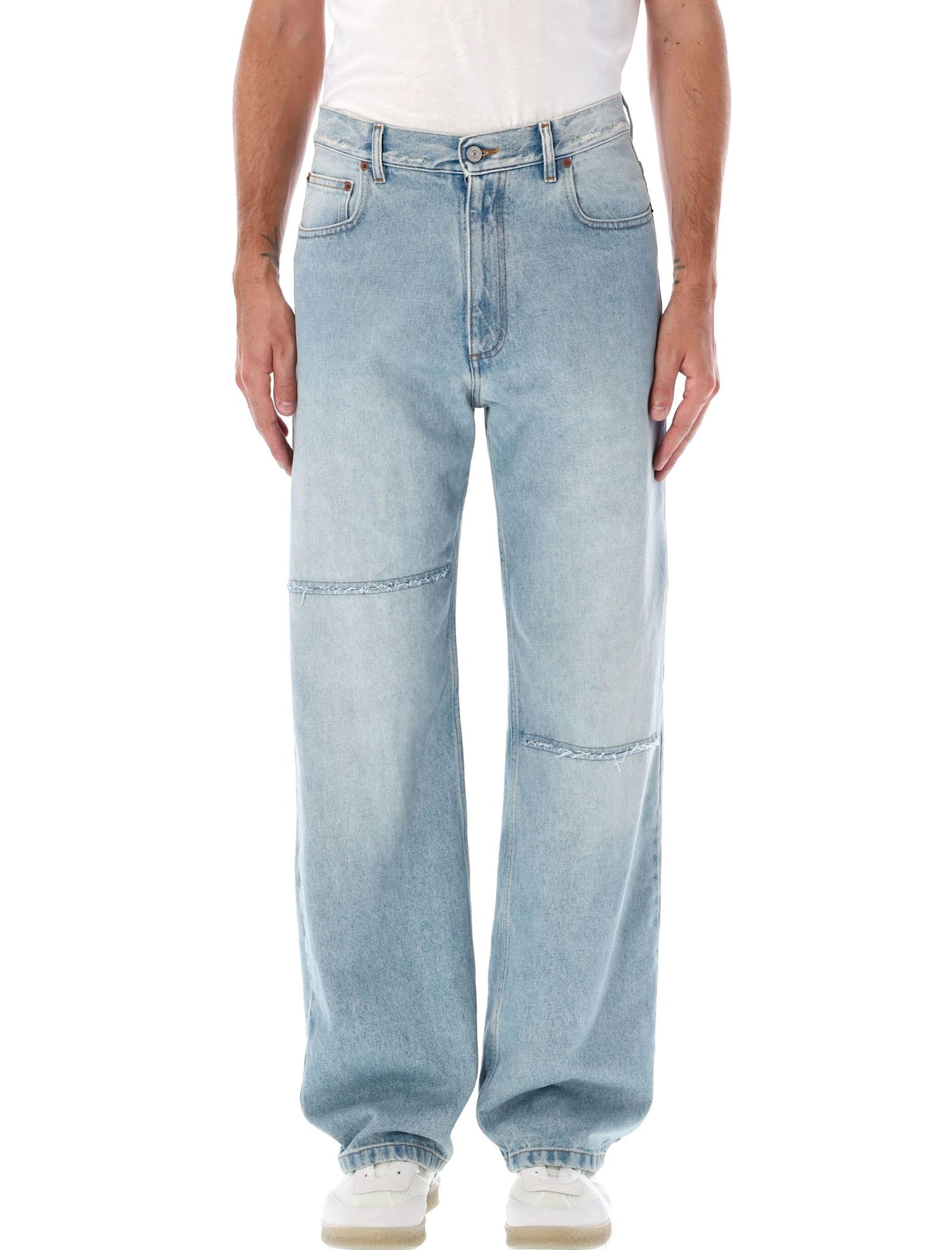 Shop Mm6 Maison Margiela Slim Denim In Light Blue