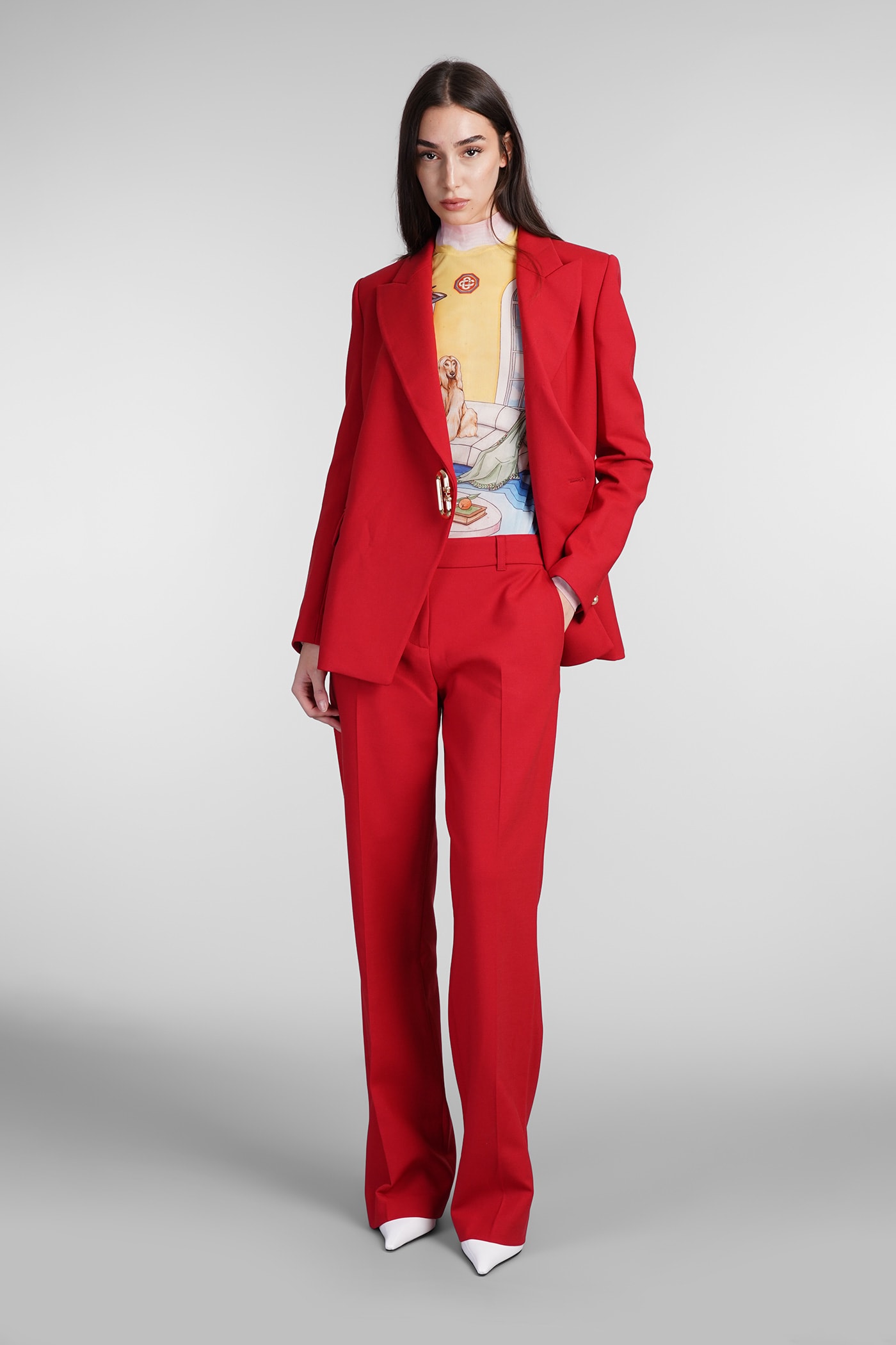 Shop Casablanca Blazer In Red Wool