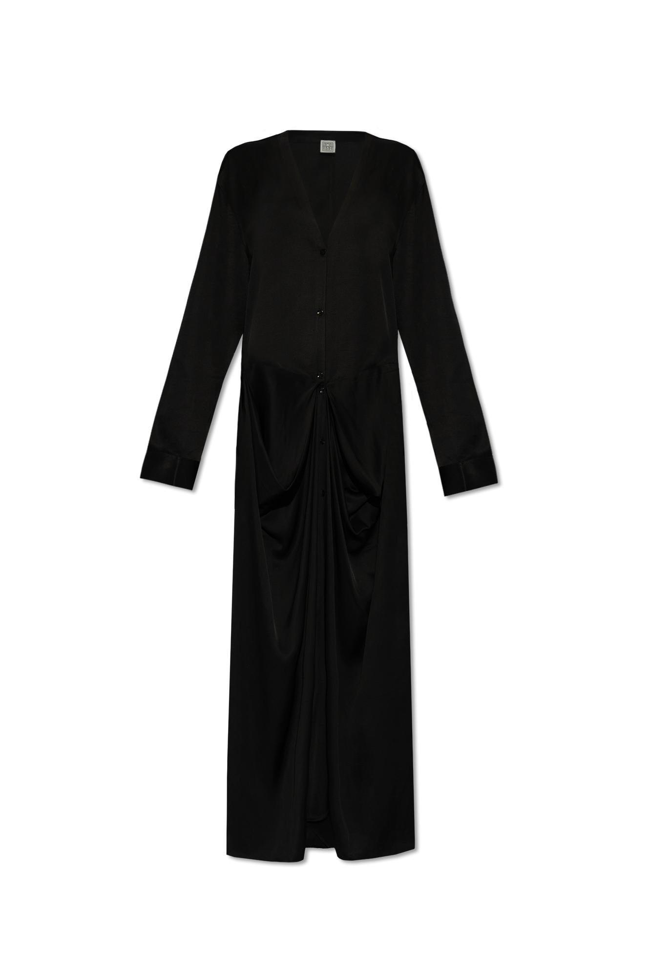 Shop Totême Toteme Satin Dress In Black