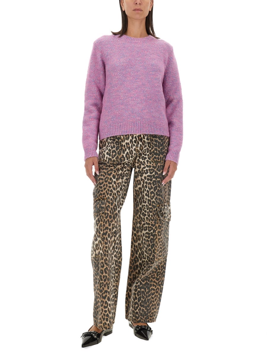 Shop Ganni Cargo Pants In Animalier