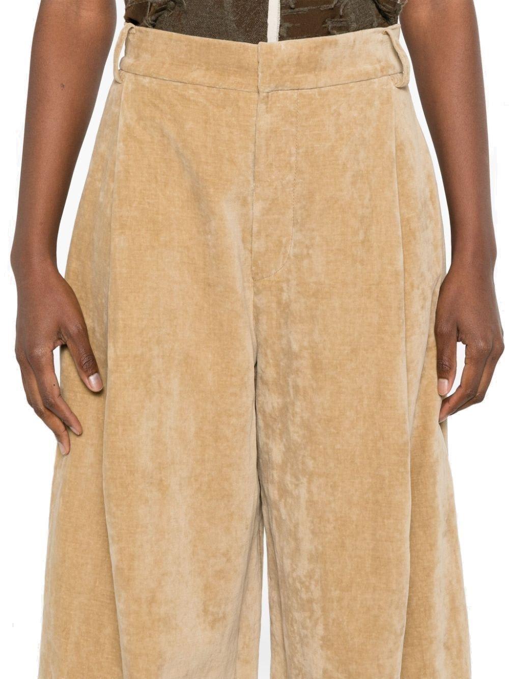 Uma Wang Trousers Belt-looped Wide-leg Trousers In Tan