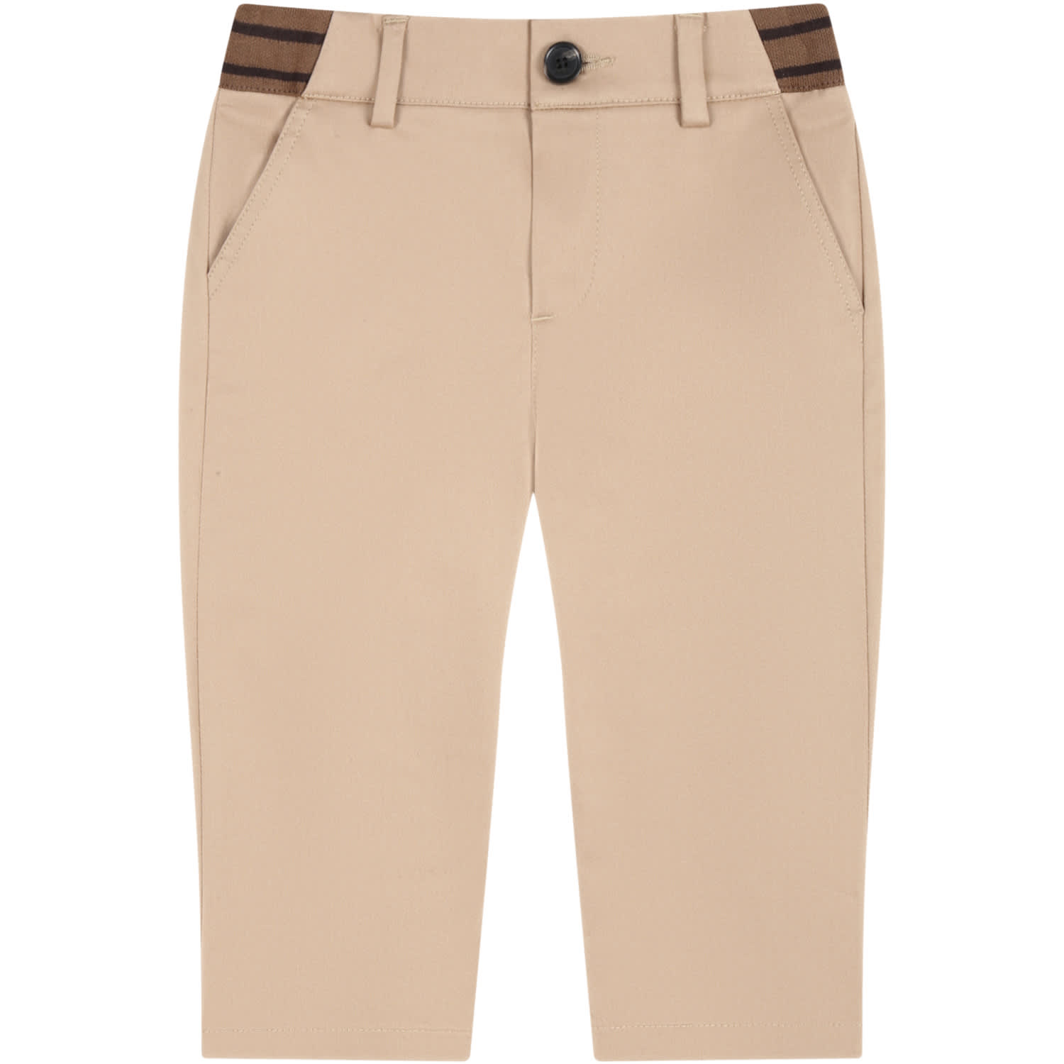 Fendi Beige Trousers For Baby Boy With Ff