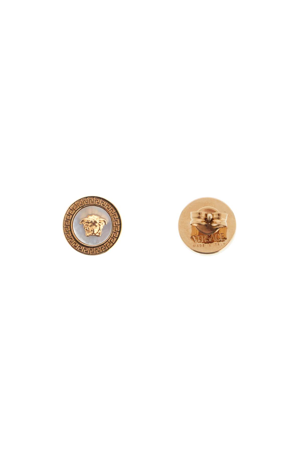 Shop Versace Ic Button Earrings By Orecch In  Gold-white (gold)