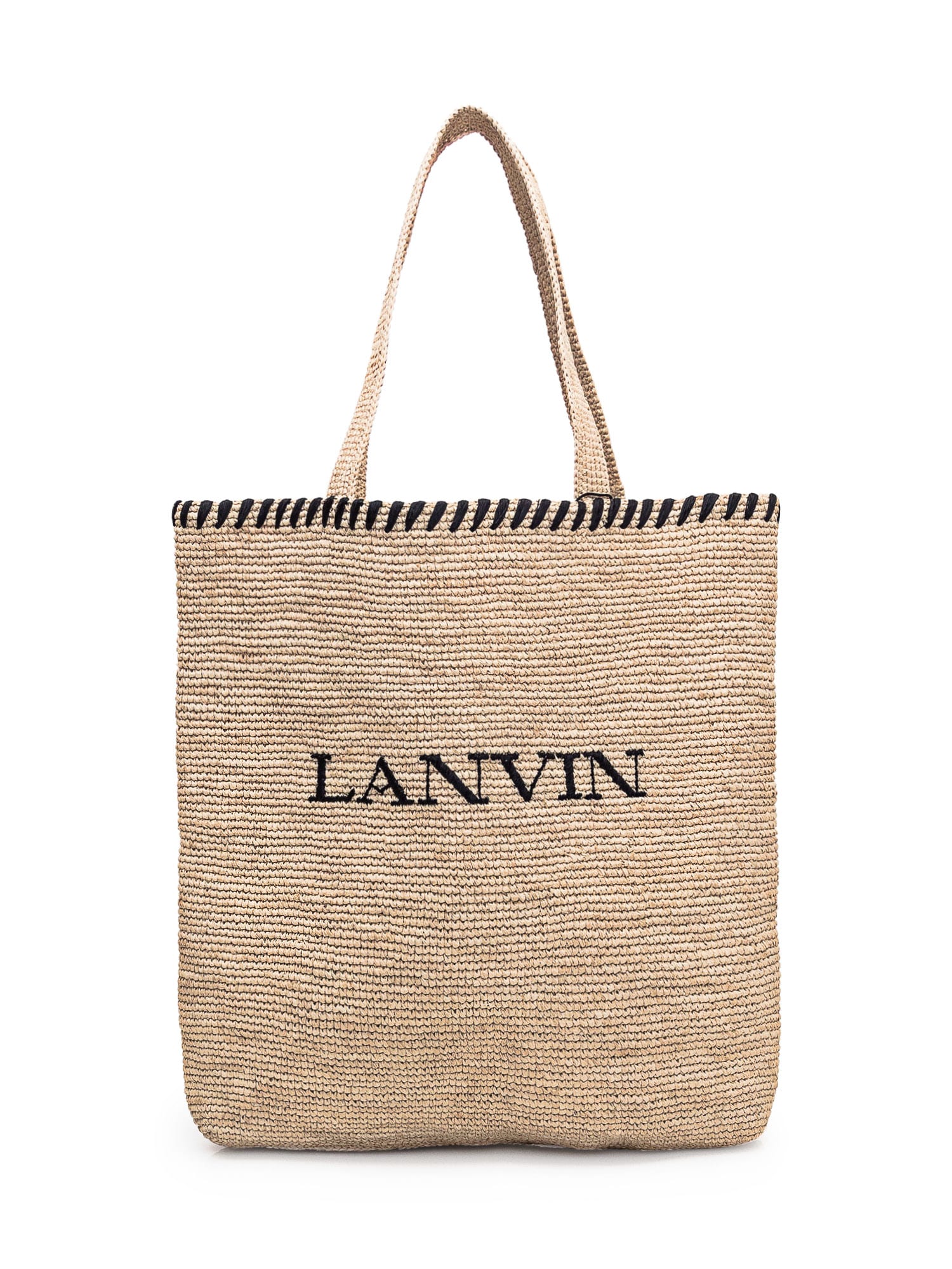 Lanvin Rafia Tote Bag In Natural/black
