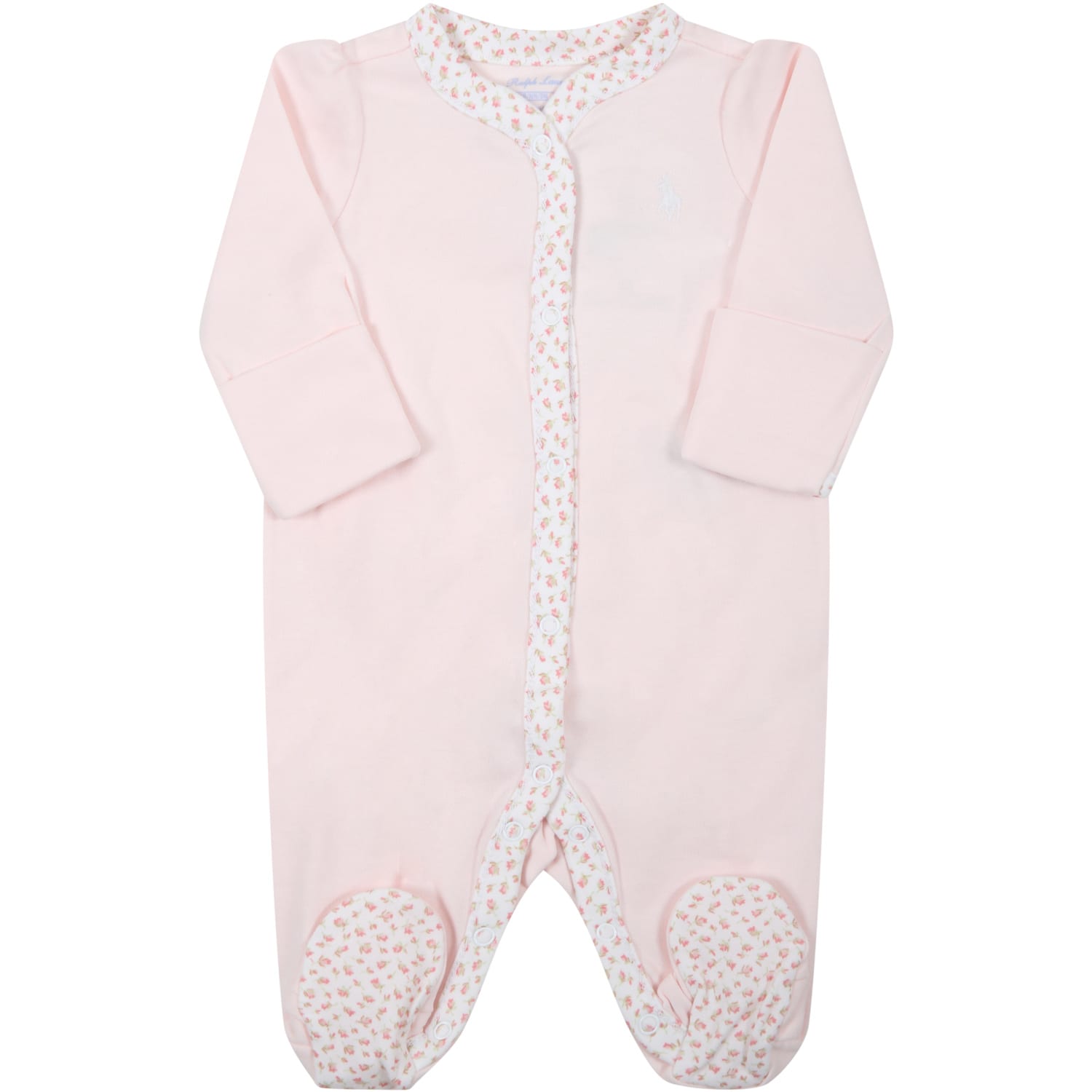 Ralph Lauren Pink Babygrow For Baby Girl With Roses