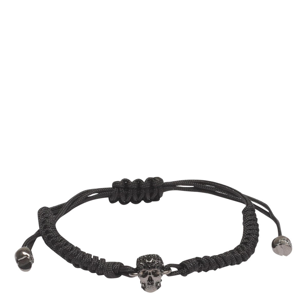 Shop Alexander Mcqueen Pave Skull Friendship Bracelet In Black