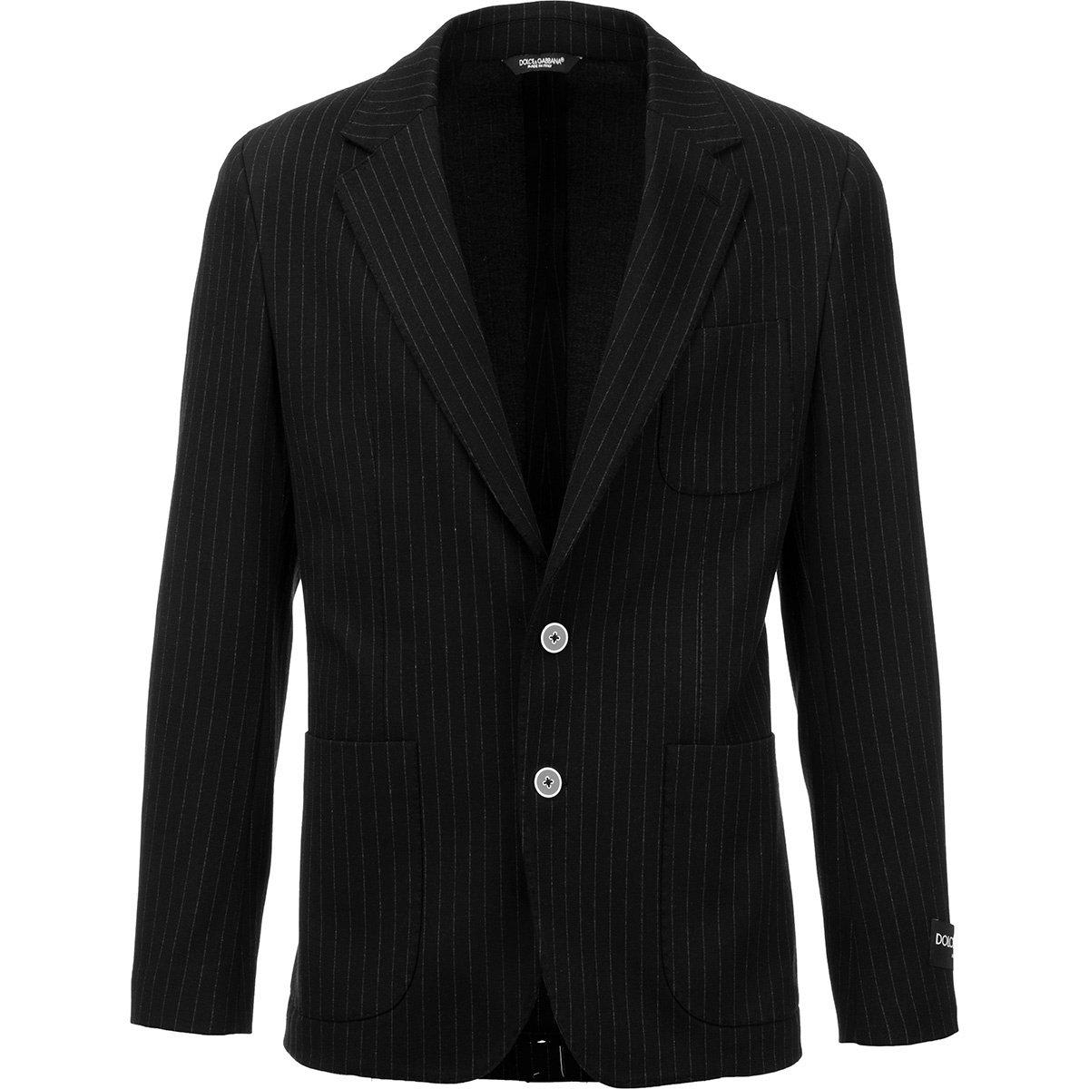 Shop Dolce & Gabbana Pinstripe Buttoned Cuff Jacket In Nero